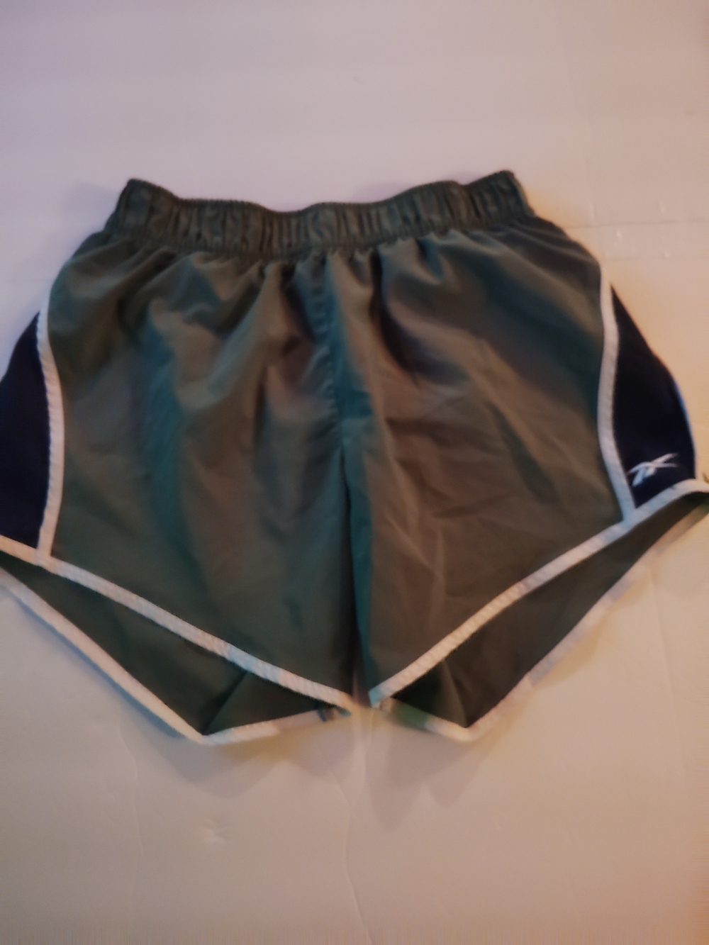 Reebok Olive Green Athletic Shorts with White Trim